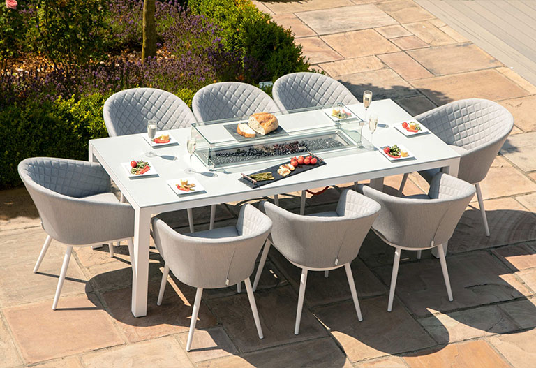 Ambition 8 Seat Rectangular Firepit Dining Set