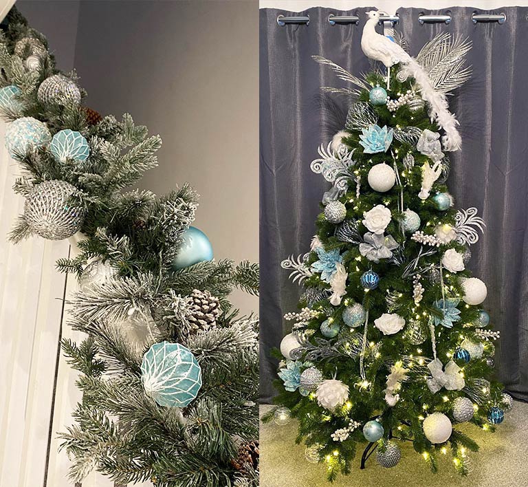 blue, white and silver Christmas decorations blue, white and silver Christmas decorations