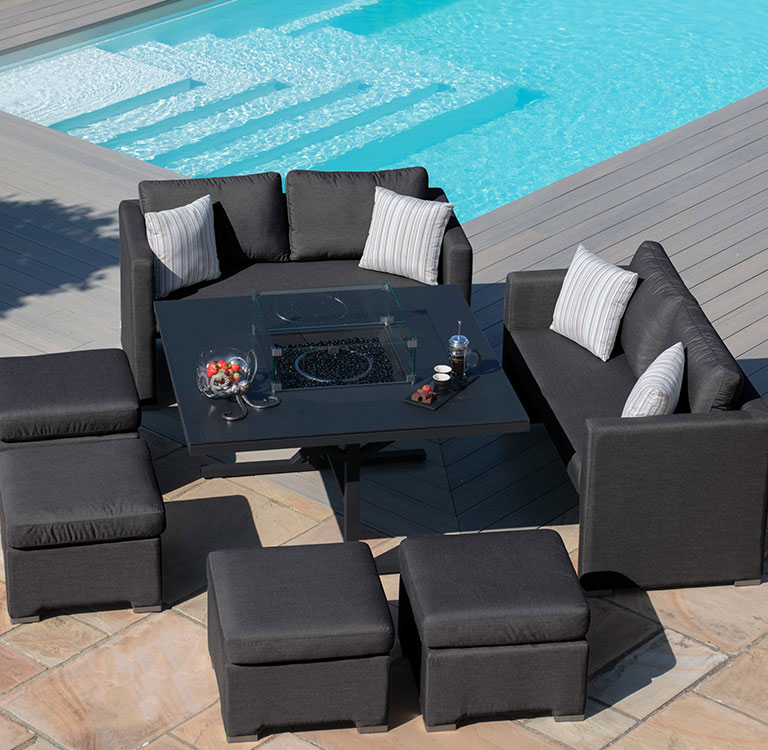 Maze Living Fuzion Cube Sofa Set with Firepit